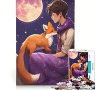 Puzzles for Teenagers 1000 Piece Boy And Fox Under The Moon, Hands-on Game, Staycation Kill Time, with Matching Poster And Trivia Sheet 38x52cm