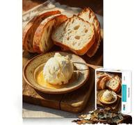 Puzzles for Teenagers 1000 Piece Bread And Butter Still Life Painting Clean Edge Game Problem Solve Fun Slow Play Fun Birthday Art Play (50x75cm)