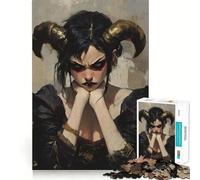 Puzzles for Teenagers 1000 Piece Brooding Demon Princess Clean Edge Game Problem Solve Fun Slow Play Fun Birthday Art Play (50x75cm)