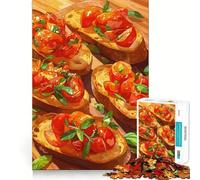 Puzzles for Teenagers 1000 Piece Bruschetta with Tomatoes And Basil Neat Cut Decor Creative Fun Toy Peace Game Play Christmas Art Piece (38x52cm)