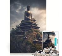 Puzzles for Teenagers 1000 Piece Buddha Mountain Clouds, Hands-on Game, Staycation Kill Time, with Matching Poster And Trivia Sheet 38x52cm