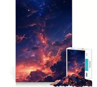 Puzzles for Teenagers 1000 Piece Burning Starry Sky Neat Cut Decor Creative Fun Toy Peace Game Play Christmas Art Piece (38x26cm)