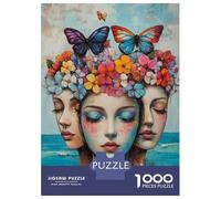 Puzzles for Teenagers 1000 Piece Butterfly Dreams Floral Fantasy Art Jigsaw Puzzle Brain Teaser Game Presents for Women Christmas Birthday Gifts 70x50cm/1000pcs