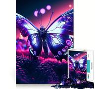 Puzzles for Teenagers 1000 Piece Butterfly Neon Neat Cut Decor Creative Fun Toy Peace Game Play Christmas Art Piece (38x26cm)