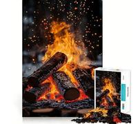 Puzzles for Teenagers 1000 Piece Campfire in The Snow Neat Cut Decor Creative Fun Toy Peace Game Play Christmas Art Piece (38x52cm)