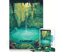 Puzzles for Teenagers 1000 Piece Cancun Cenote Dive Neat Cut Decor Creative Fun Toy Peace Game Play Christmas Art Piece (38x26cm)