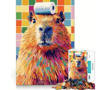 Puzzles for Teenagers 1000 Piece Capybara with Toilet Paper on Head Neat Cut Decor Creative Fun Toy Peace Game Play Christmas Art Piece (38x52cm)