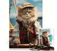 Puzzles for Teenagers 1000 Piece Cat Fishermen Neat Cut Decor Creative Fun Toy Peace Game Play Christmas Art Piece (38x52cm)