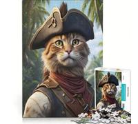 Puzzles for Teenagers 1000 Piece Cat Pirates Funny, Hands-on Game, Staycation Kill Time, with Matching Poster And Trivia Sheet 38x52cm