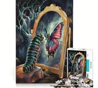 Puzzles for Teenagers 1000 Piece Catterpilla Transforming Into Butterfly, Hands-on Game, Staycation Kill Time, with Matching Poster And Trivia Sheet 38x26cm