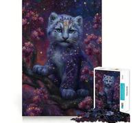 Puzzles for Teenagers 1000 Piece Celestial Snow Leopard Cub in Bloom Clean Edge Game Problem Solve Fun Slow Play Fun Birthday Art Play (38x52cm)