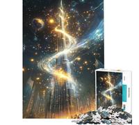 Puzzles for Teenagers 1000 Piece Celestial Spiral - Mystical Burj Khalifa Nightscape for Birthday, Chrismas Family Activities Fun Games for And from 14 Years And over (38x52cm)
