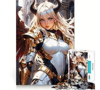 Puzzles for Teenagers 1000 Piece Celestial Warrior Angel in Gilded Armor Clean Edge Game Problem Solve Fun Slow Play Fun Birthday Art Play (38x52cm)