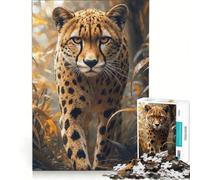 Puzzles for Teenagers 1000 Piece Cheetah Portrait in The Wild, Hands-on Game, Staycation Kill Time, with Matching Poster And Trivia Sheet 38x26cm