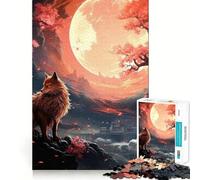 Puzzles for Teenagers 1000 Piece Cherry Blossom Wolf Animal Clean Edge Game Problem Solve Fun Slow Play Fun Birthday Art Play (38x52cm)
