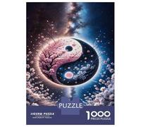 Puzzles for Teenagers 1000 Piece Cherry Blossom Yin Yang Art Print Jigsaws for Adults Toy Wall Decor Perfect Decoration Unique Birthday And Xmas Gifts 52x38cm/1000pcs
