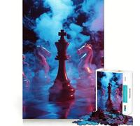 Puzzles for Teenagers 1000 Piece Chess Game with Smoke And Neon Lights Clean Edge Game Problem Solve Fun Slow Play Fun Birthday Art Play (50x75cm)