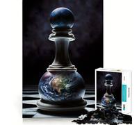 Puzzles for Teenagers 1000 Piece Chess Pawn Earth Clean Edge Game Problem Solve Fun Slow Play Fun Birthday Art Play (38x26cm)