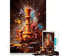 Puzzles for Teenagers 1000 Piece Chess Queen Painting Clean Edge Game Problem Solve Fun Slow Play Fun Birthday Art Play (38x52cm)