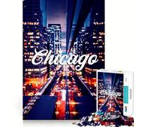 Puzzles for Teenagers 1000 Piece Chicago Illinois USA Clean Edge Game Problem Solve Fun Slow Play Fun Birthday Art Play (50x75cm)