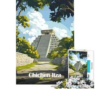 Puzzles for Teenagers 1000 Piece Chichen Itza Pyramid Help The Brain Exercise Difficult Hard Family Game Suitable for People Aged 14 And Above (38x52cm)