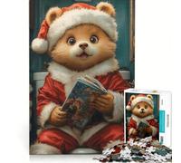 Puzzles for Teenagers 1000 Piece Christmas Bear Reading, Brain Teaser Game, Challenging To Complete, Deal As Gifts for The Whole Family 38x26cm