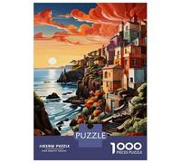 Puzzles for Teenagers 1000 Piece Coastal Sunset Village Scene Jigsaws for Adults Toy Wall Decor Perfect Decoration Unique Birthday And Xmas Gifts 52x38cm/1000pcs