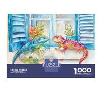 Puzzles for Teenagers 1000 Piece Colorful Lizards on Windowsill Jigsaw Puzzle Relaxing Games Difficult Challenge Fun Activities at Home 38x26cm/1000pcs