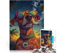 Puzzles for teenagers 1000 Piece Colorful tattoo dog Herausforderndes Spiel Lustige Aktivitäten für zu Hause, Geburtstagsgeschenk, Reisegeschenk,75x50cm