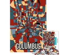 Puzzles for Teenagers 1000 Piece Columbus Ohio City Map Toys Educational Games Educational Game Learning Educational Gifts for Women Men (size 38x26cm)
