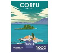 Puzzles for Teenagers 1000 Piece Corfu Greece Travel Puzzles for Adults Brain Teaser Game Improve Memory Fun Activities at Home 70x50cm/1000pcs