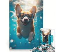 Puzzles for Teenagers 1000 Piece Corgi Underwater Adventure, Educational Games, Fun at Home Activities, for Is Ideal As A Gift 38x52cm