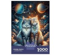Puzzles for Teenagers 1000 Piece Cosmic Cats Fantasy Art Print Jigsaw Puzzle Relaxing Games Difficult Challenge Fun Activities at Home 38x26cm/1000pcs