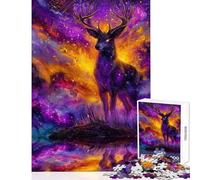 Puzzles for Teenagers 1000 Piece Cosmic Deer in A Magical Landscape Fun Interactive Family Experience Wonderful Holiday Giftsing Choice (38X52cm)
