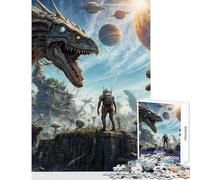 Puzzles for Teenagers 1000 Piece Cosmic Dinosaur Encounters Educational Game Analysis And Logic Home Decoration Toys Unique Gifts for Birthday And Christmas (38X52cm)
