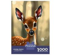 Puzzles for Teenagers 1000 Piece Cute Fawn Portrait in Forest Jigsaws for Adults DIY Toys Staycation Kill Time Fun at Home Activities, 52x38cm/1000pcs