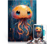Puzzles for teenagers 1000 Piece Cute Jellyfish Painting Brain intelligence challenge addictive toys with Matching Poster and Trivia Sheet 26x38cm