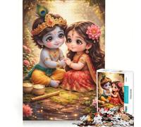 Puzzles for Teenagers 1000 Piece Cute Radha Krishna, Educational Game, Difficult Hard, Artists' Collection, Fine Arts 38x26cm