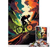 Puzzles for Teenagers 1000 Piece Cyclist in Mountain Landscape Fun Interactive Family Experience Wonderful Holiday Giftsing Choice (38X52cm)