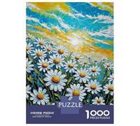 Puzzles for Teenagers 1000 Piece Daisy Field Under A Sunny Sky Jigsaw Puzzle Brain Teaser Game Presents for Women Christmas Birthday Gifts 70x50cm/1000pcs