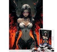 Puzzles for Teenagers 1000 Piece Dark Angel with Crimson Wings Jigsaw Puzzles 1000 Practical Game Gifts for Women Men Precision Cutting (38x52cm)