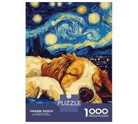 Puzzles for Teenagers 1000 Piece Dog Sleeping Under Starry Night Puzzles for Adults Brain Teaser Game Improve Memory Fun Activities at Home 38x26cm/1000pcs