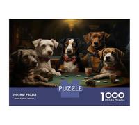 Puzzles for Teenagers 1000 Piece Dogs Playing Poker Art Print Jigsaw Puzzle Relaxing Games Difficult Challenge Fun Activities at Home 38x26cm/1000pcs