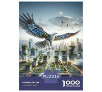 Puzzles for Teenagers 1000 Piece Eagle Solar Panels City Jigsaw for Adults Brain Teaser Game Analysis And Logic Challenging Game Gifts 52x38cm/1000pcs