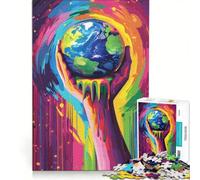 Puzzles for Teenagers 1000 Piece Earth Hand Held Painting Style, Relaxing Games, Difficult Challenge, Artists Collection, Fine Art 50x75cm