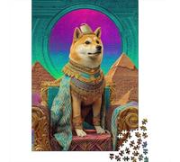 Puzzles for Teenagers 1000 Piece Egyptian Dog King Throne Jigsaw for Adults Brain Teaser Game Analysis And Logic Challenging Game Gifts 70x50cm/1000pcs