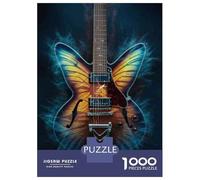Puzzles for Teenagers 1000 Piece Electric Guitar with Butterfly Wings Jigsaw for Adults Brain Teaser Game Analysis And Logic Challenging Game Gifts 52x38cm/1000pcs