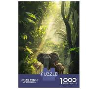 Puzzles for Teenagers 1000 Piece Elephant Jungle Journey Puzzles for Adults Toy Wall Decor Analysis And Logic Challenging Game Gifts 70x50cm/1000pcs