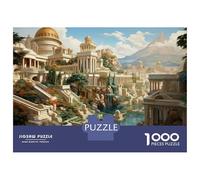 Puzzles for Teenagers 1000 Piece Fantasy Cityscape with Waterfall And Ancient Architecture Jigsaws for Adults Toy Wall Decor Perfect Decoration Unique Birthday And Xmas Gifts 38x26cm/1000pcs