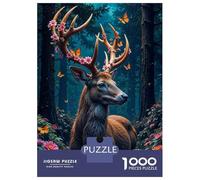 Puzzles for Teenagers 1000 Piece Fantasy Forest Deer Art Print Jigsaws for Adults Toy Wall Decor Perfect Decoration Unique Birthday And Xmas Gifts 52x38cm/1000pcs